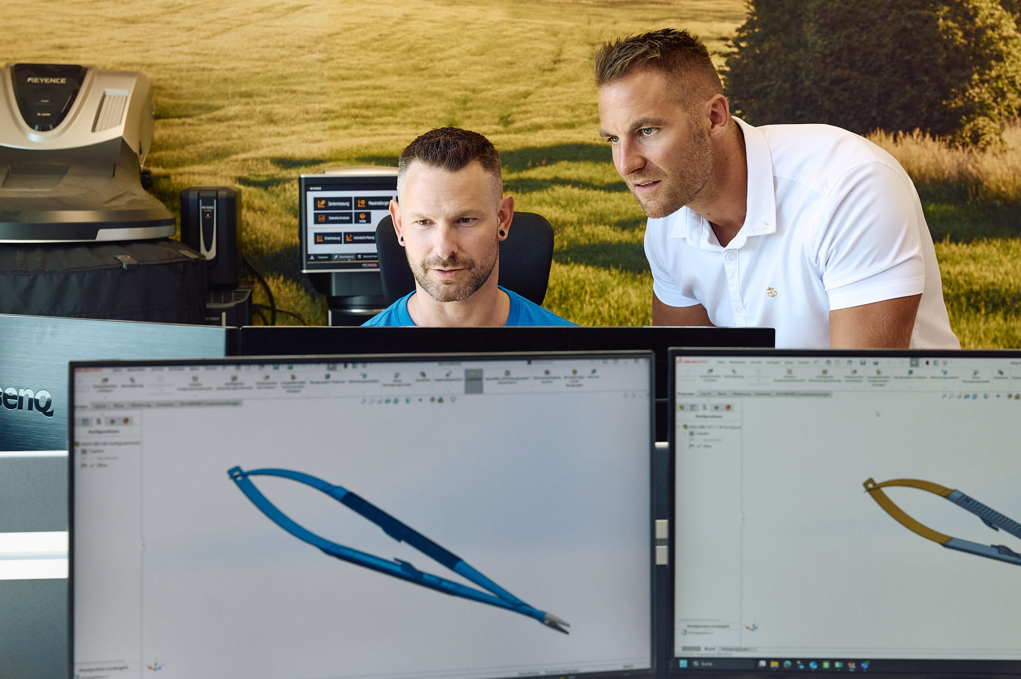 MICROQORE engineers designing surgical instruments with CAD software